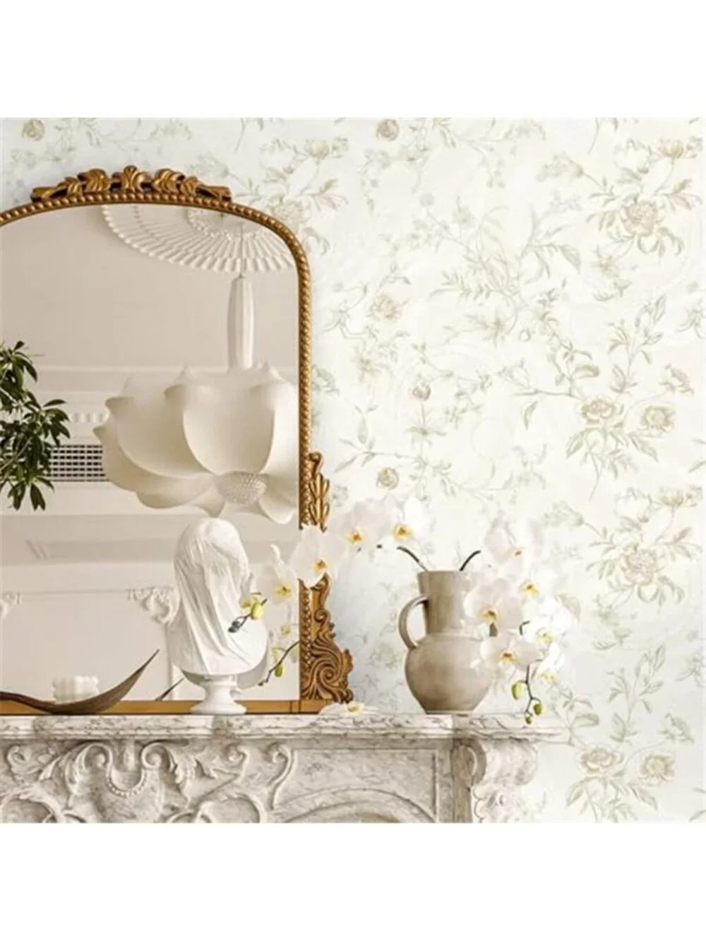 Floral Peel Stick Wallpaper Beige Vintage French Removable Self Adhesive Vinyl